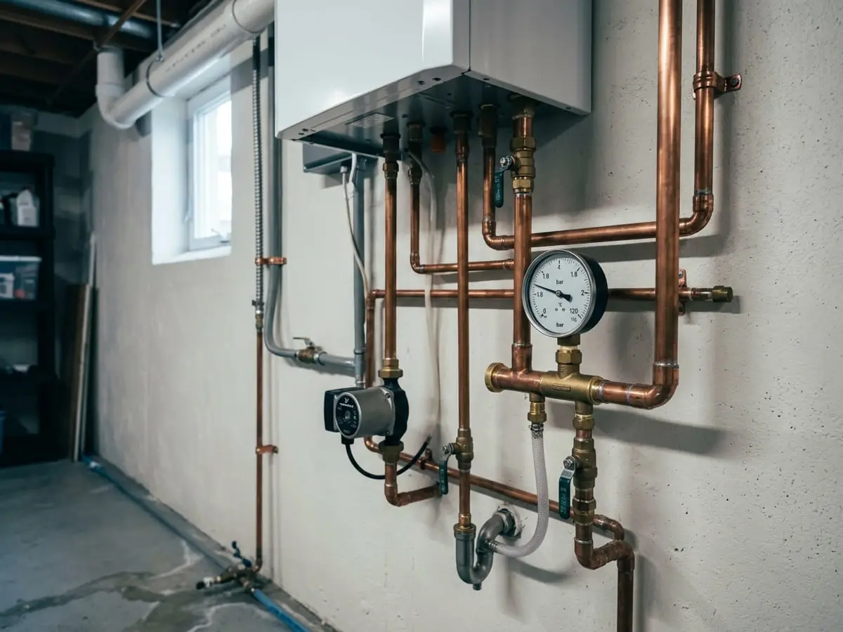 Boiler and heating equipment serving a multi-unit building